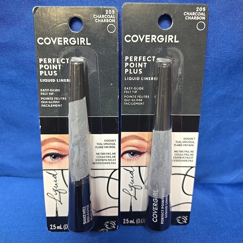 2pc Lot Covergirl #205 Charcoal Perfect Point Plus Liquid Eye Liner W/Felt Tip